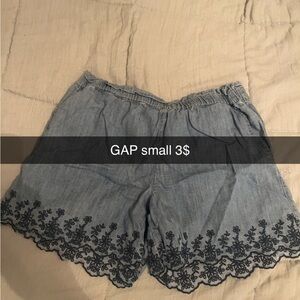 GAP Women's Denim Shorts with Black Floral Trim